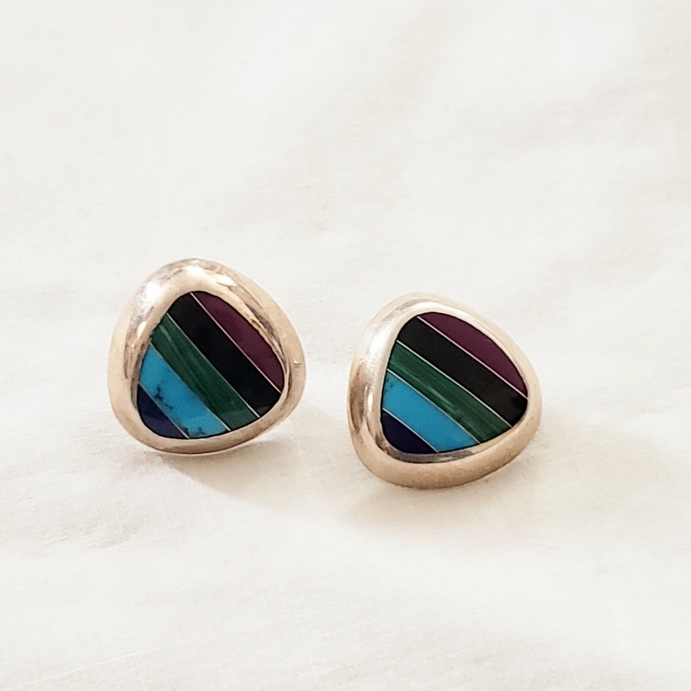 Rainbow Earrings Sterling 925 & Semiprecious Stone